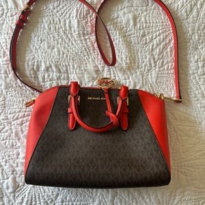 Authentic Ciara Large Logo and Leather Satchel | Michael Kors